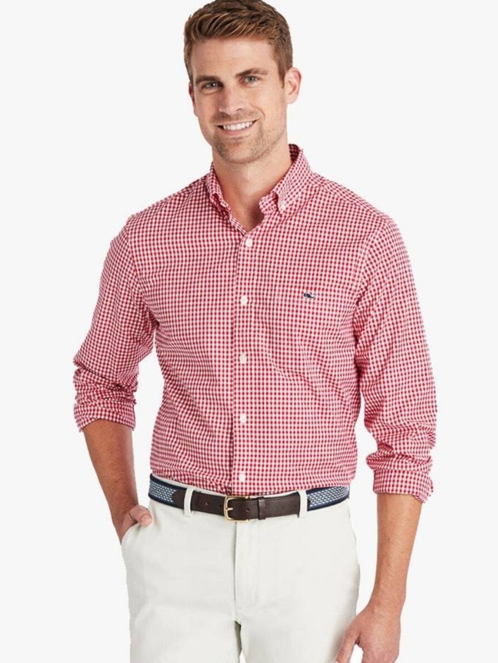 Vineyard Vines Red Gingham Check Tucker Shirt